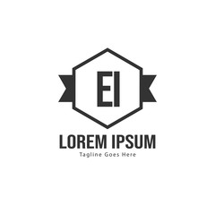 Initial EI logo template with modern frame. Minimalist EI letter logo vector illustration