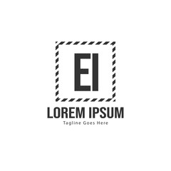 Initial EI logo template with modern frame. Minimalist EI letter logo vector illustration