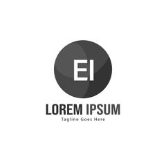 Initial EI logo template with modern frame. Minimalist EI letter logo vector illustration