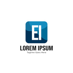 Initial EI logo template with modern frame. Minimalist EI letter logo vector illustration