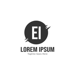 Initial EI logo template with modern frame. Minimalist EI letter logo vector illustration