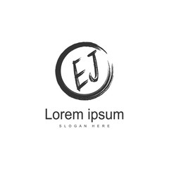 Initial EJ logo template with modern frame. Minimalist EJ letter logo vector illustration
