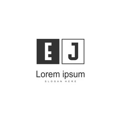 Initial EJ logo template with modern frame. Minimalist EJ letter logo vector illustration