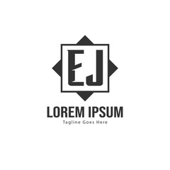 Initial EJ logo template with modern frame. Minimalist EJ letter logo vector illustration