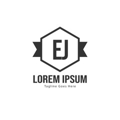 Initial EJ logo template with modern frame. Minimalist EJ letter logo vector illustration