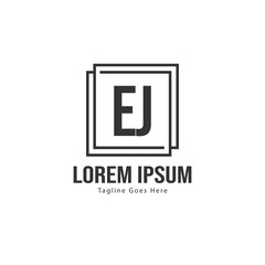 Initial EJ logo template with modern frame. Minimalist EJ letter logo vector illustration