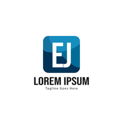 Initial EJ logo template with modern frame. Minimalist EJ letter logo vector illustration