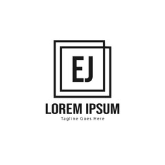 Initial EJ logo template with modern frame. Minimalist EJ letter logo vector illustration