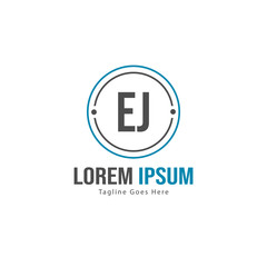 Initial EJ logo template with modern frame. Minimalist EJ letter logo vector illustration