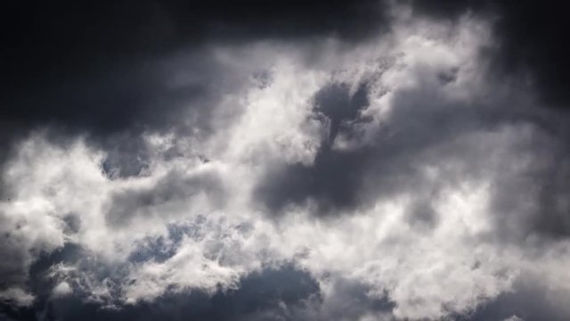 Moving dark clouds on sky background, raindrop