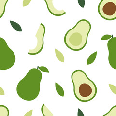 Seamless pattern of trendy avocado for print, fabric in flat style