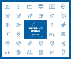 Set of Shopping icons in line	