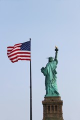 Statue of Liberty with US Flag - New York – USA 