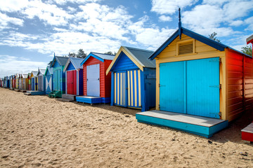 Fototapeta na wymiar Brighton Beach - Colorfoul Bathing Boxes - Melbourne