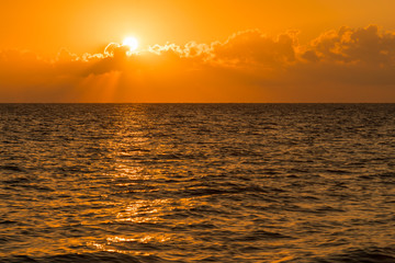 Colorful dawn over the sea, Sunset. Beautiful magic sunset over the sea. Beautiful sunset over the ocean. Sunset over water surface