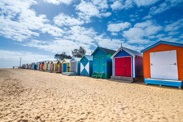 Fototapeta na wymiar Brighton Beach - Colorfoul Bathing Boxes - Melbourne