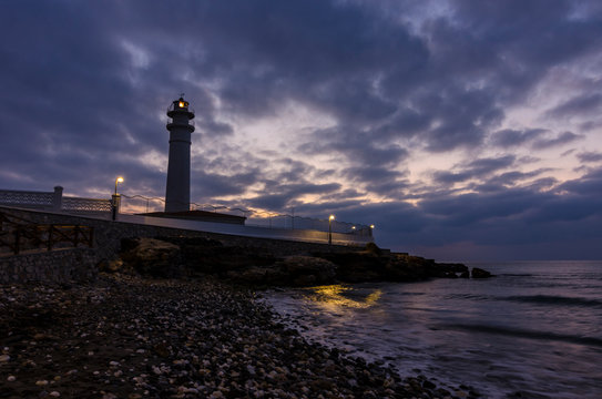 Torrox lighthouse, in the heart of the Costa del Sol (Malaga) Spain