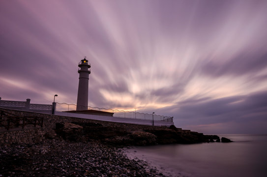 Torrox lighthouse, in the heart of the Costa del Sol (Malaga) Spain