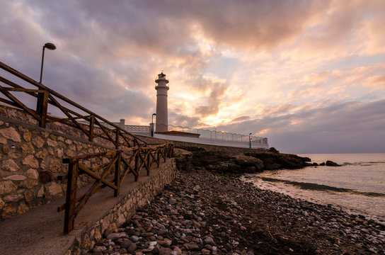 Torrox lighthouse, in the heart of the Costa del Sol (Malaga) Spain