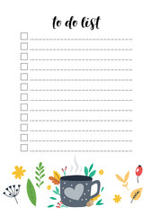 Organizer and note paper, printable pages. To do list. Concept of autumn time.