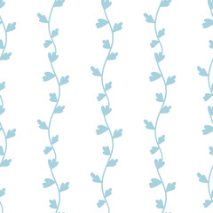 Seamless pattern with hand drawn flowers and leaves on a white background. Vector background fill.