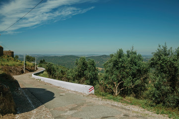 Road with curves and guard rail at Evoramonte