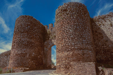 Towers beside the doorway of Evoramonte