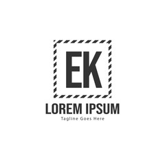 Fototapeta premium Initial EK logo template with modern frame. Minimalist EK letter logo vector illustration