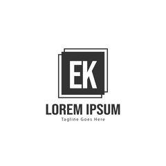 Initial EK logo template with modern frame. Minimalist EK letter logo vector illustration