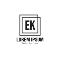 Obraz premium Initial EK logo template with modern frame. Minimalist EK letter logo vector illustration