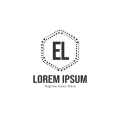 Initial EL logo template with modern frame. Minimalist EL letter logo vector illustration