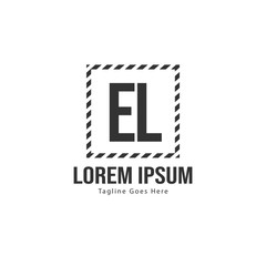 Initial EL logo template with modern frame. Minimalist EL letter logo vector illustration