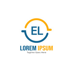 Initial EL logo template with modern frame. Minimalist EL letter logo vector illustration