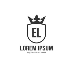 Initial EL logo template with modern frame. Minimalist EL letter logo vector illustration