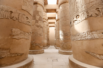 Columns in Hypostyle Hall of Karnak Temple, Luxor, Egypt