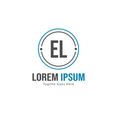 Obraz premium Initial EL logo template with modern frame. Minimalist EL letter logo vector illustration