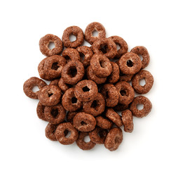 Top view of chocolate cereal rings