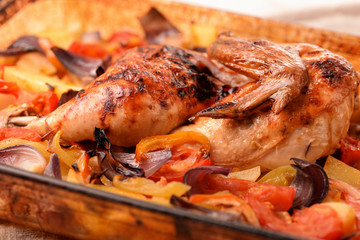 Baked chicken and vegetables