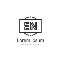 Initial EN logo template with modern frame. Minimalist EN letter logo vector illustration