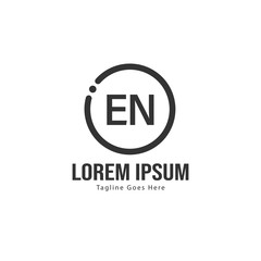 Initial EN logo template with modern frame. Minimalist EN letter logo vector illustration