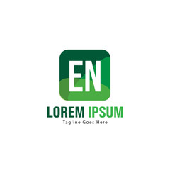 Obraz premium Initial EN logo template with modern frame. Minimalist EN letter logo vector illustration