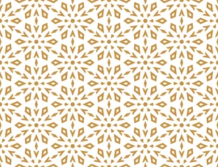 Gordijnen Abstracte geometrische patroon met lijnen, sneeuwvlokken. Een naadloze vectorachtergrond. Witte en gouden textuur. Grafisch modern patroon © ELENA