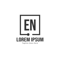 Initial EN logo template with modern frame. Minimalist EN letter logo vector illustration
