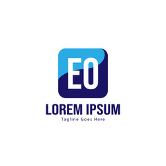 Initial EO logo template with modern frame. Minimalist EO letter logo vector illustration