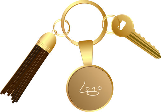 Key ring with tassel and logo pendant
