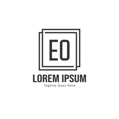 Initial EO logo template with modern frame. Minimalist EO letter logo vector illustration