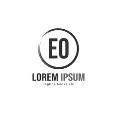 Initial EO logo template with modern frame. Minimalist EO letter logo vector illustration