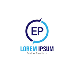 Obraz premium Initial EP logo template with modern frame. Minimalist EP letter logo vector illustration