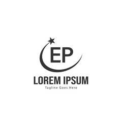 Initial EP logo template with modern frame. Minimalist EP letter logo vector illustration
