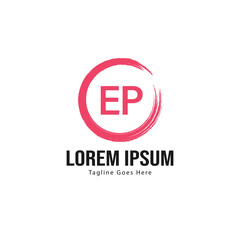 Obraz premium Initial EP logo template with modern frame. Minimalist EP letter logo vector illustration